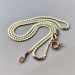 14k Solid Gold Serpentine Link Necklace Vintage Italian Uno A Erre
